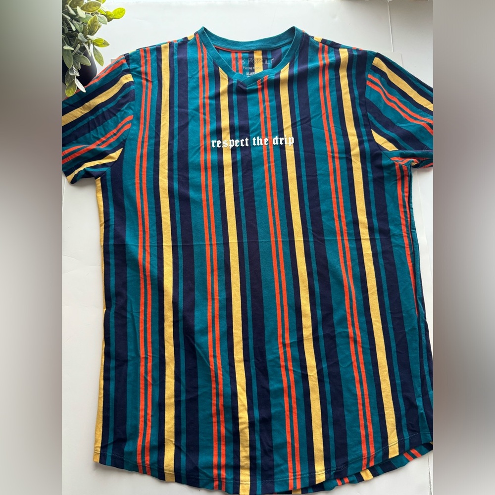 For The  People VOX POPULI Striped Respect the drip  Shirt Men’s XL .